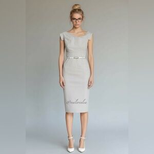 Black Halo Jackie O Light Grey Dress Original Belt Size 2 Scarlett Black Widow